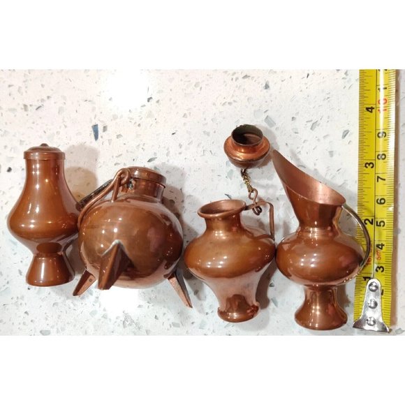 Vintage Dollhouse Miniature Cauldron Pot Jug Copper Lid Handle with Patina Rare - Picture 14 of 15